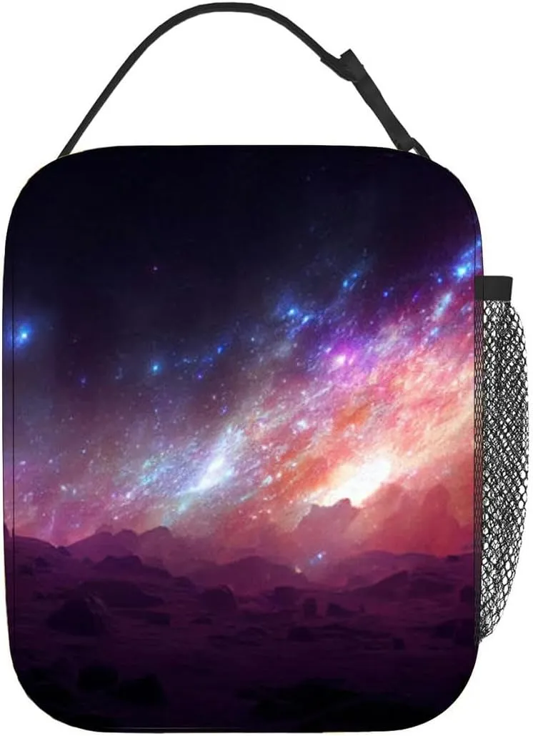 Space abstract Insulated Iunch Bag for Men Woman Large Portable Waterproof Reusable Thermal Lunch Box with Pockets for Work Travel Picnic