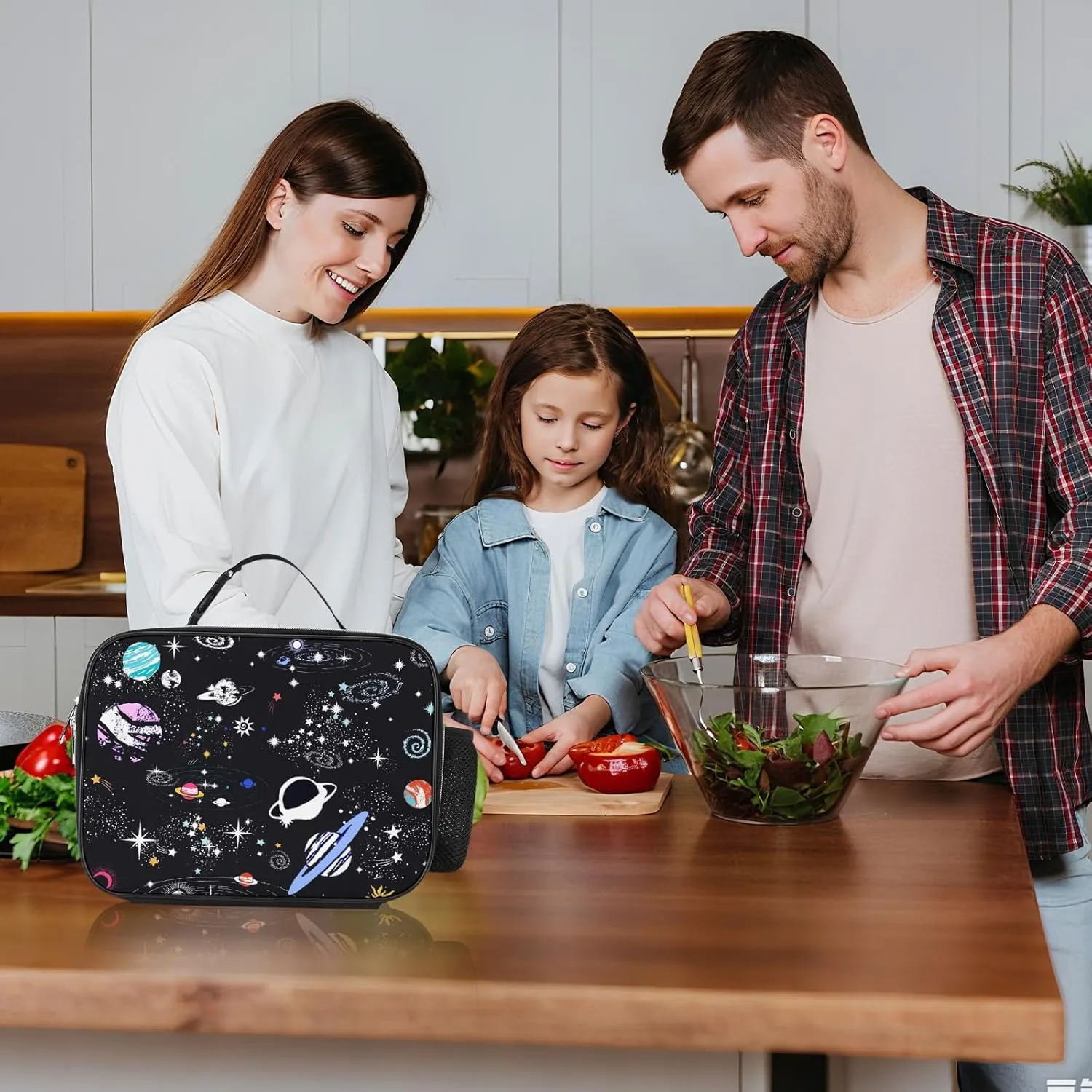 Space Astronaut Lunch Bag for Kids,Reuseable Insulated Astronaut Lunch Tote Kit for Boys Girls,Freezable Classic Spaceman Lunch Box for School,Travel,Work,Camping,Picnic