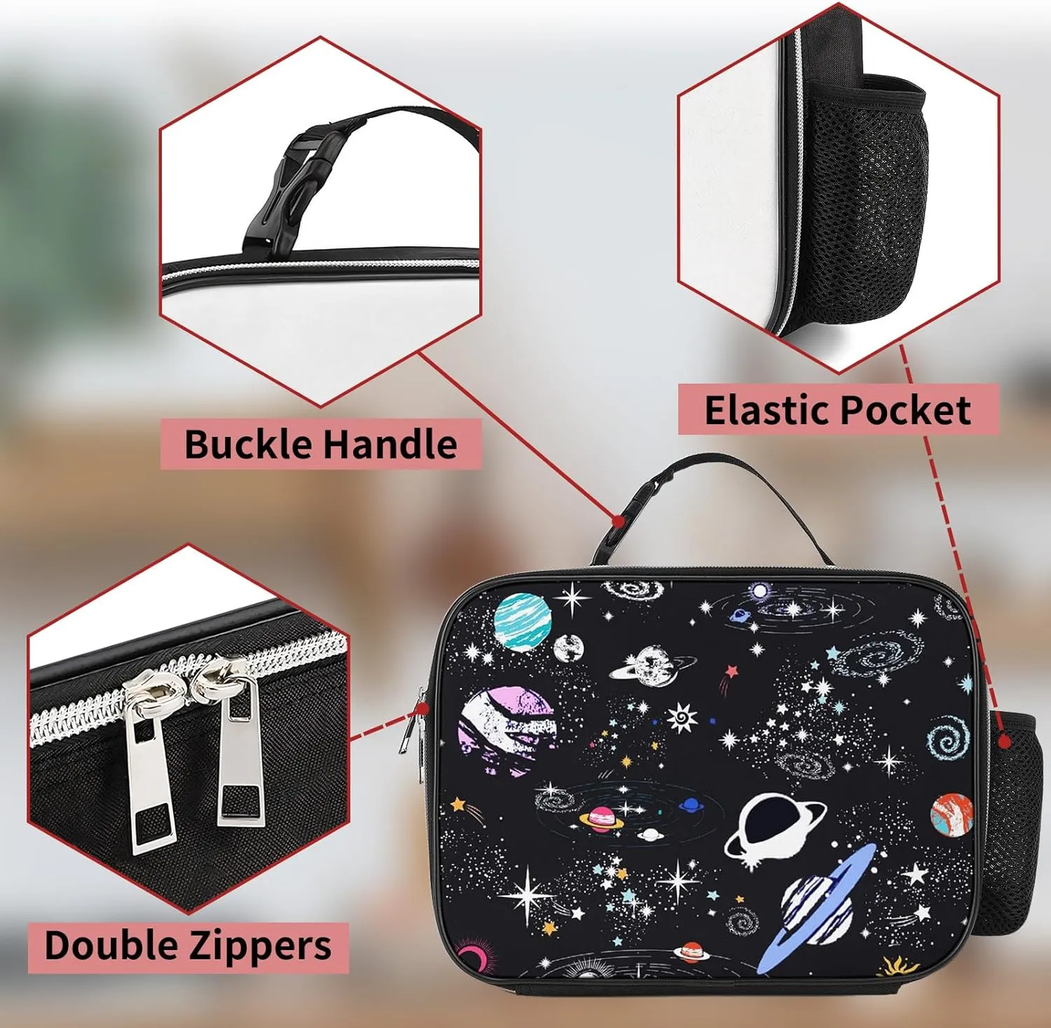 Space Astronaut Lunch Bag for Kids,Reuseable Insulated Astronaut Lunch Tote Kit for Boys Girls,Freezable Classic Spaceman Lunch Box for School,Travel,Work,Camping,Picnic