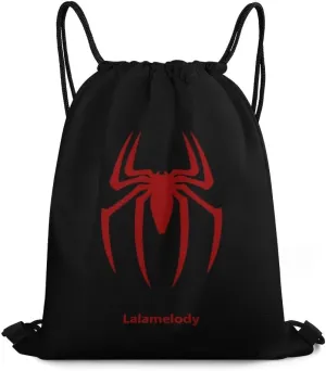 Spider Black Drawstring Backpack Waterproof Sackpack Travel Swimming Sports Gym Camping Shopping Bag for Women Men