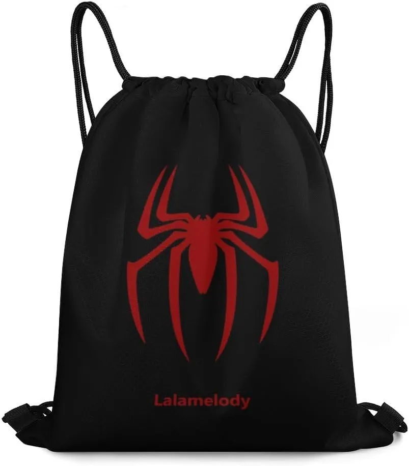 Spider Black Drawstring Backpack Waterproof Sackpack Travel Swimming Sports Gym Camping Shopping Bag for Women Men