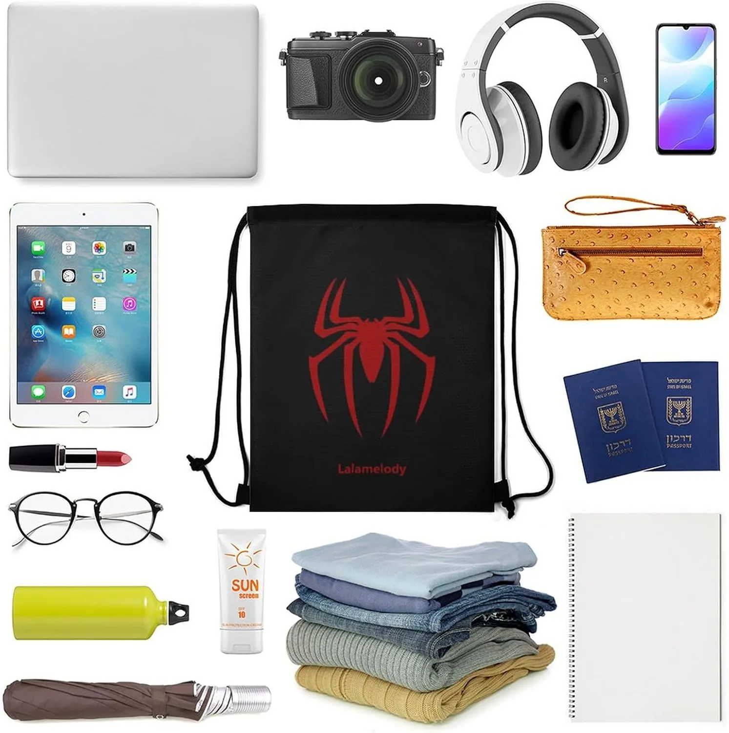 Spider Black Drawstring Backpack Waterproof Sackpack Travel Swimming Sports Gym Camping Shopping Bag for Women Men