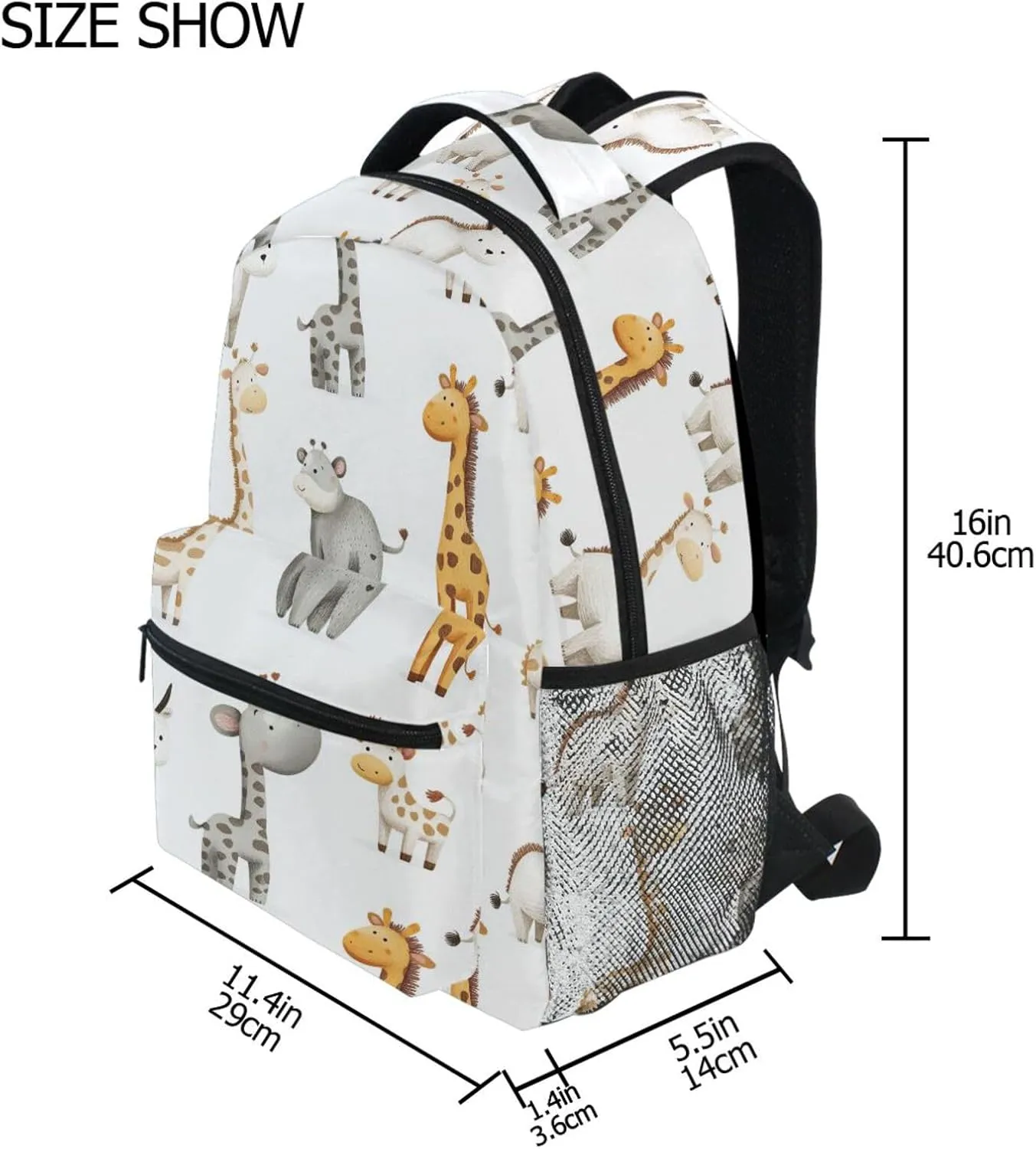 Sport Backpack for Men and Women Fashion Laptop Bag with Chest Strap for Business Work College Travel Trip Cartoon Cute Animal White