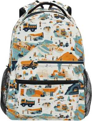 Sport Backpack for Women Men Fashion Diaper Bag Backpack with Chest Strap for Travel Trip Construction Scene Concrete Mixer Truck