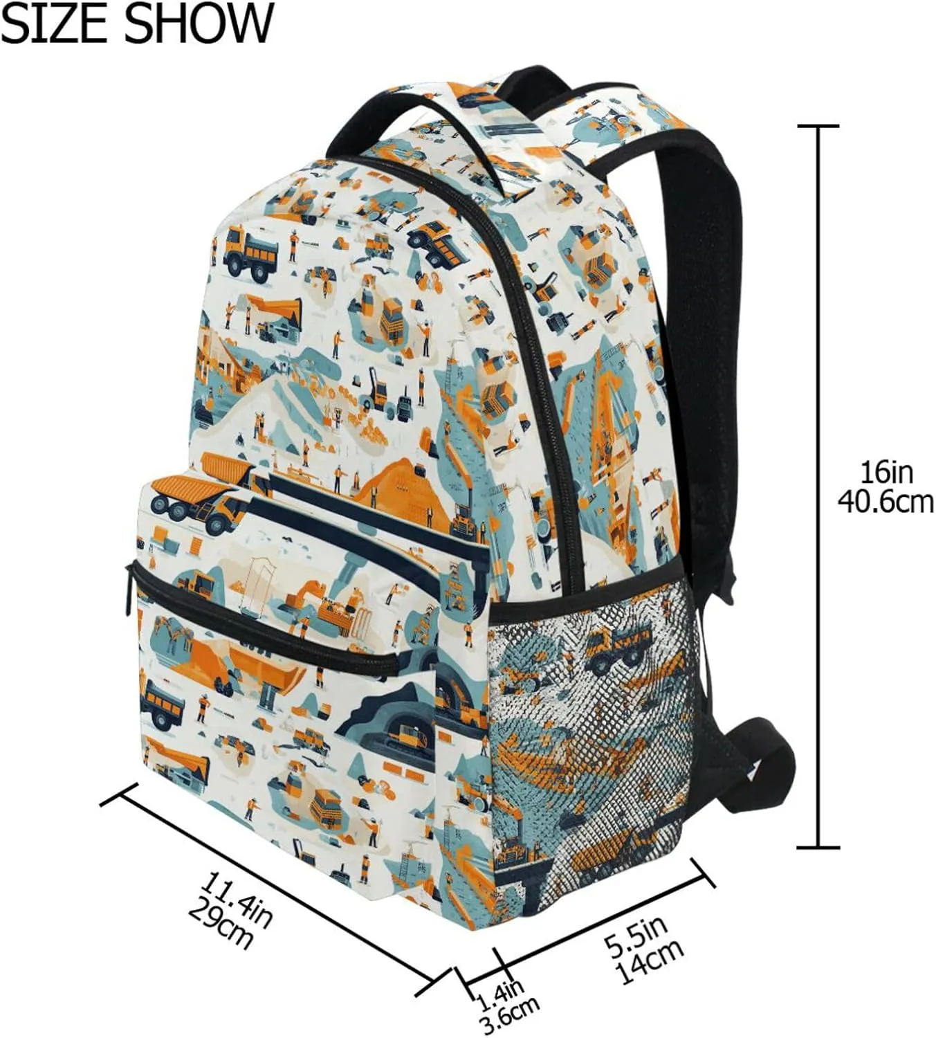 Sport Backpack for Women Men Fashion Diaper Bag Backpack with Chest Strap for Travel Trip Construction Scene Concrete Mixer Truck