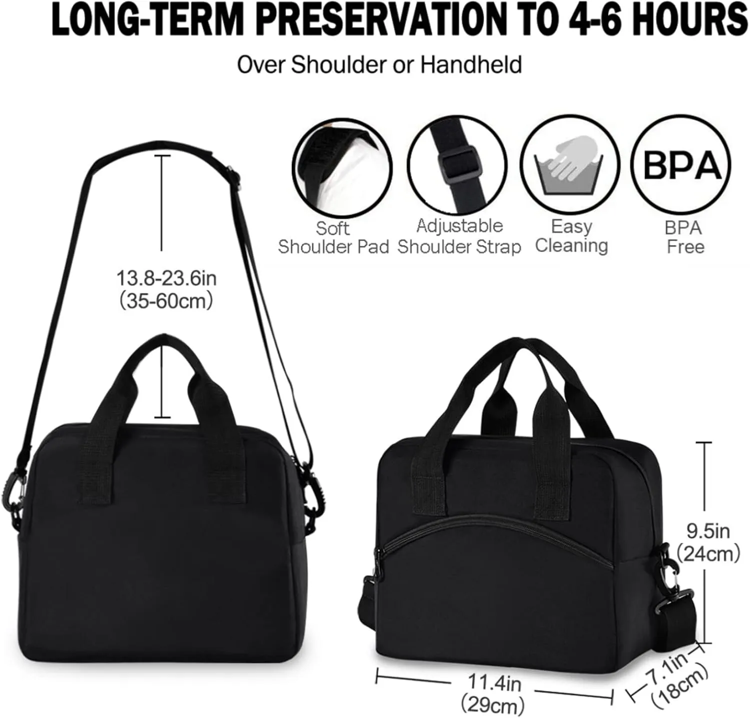 Sport Baseball Print Pattern Insulated Lunch Tote Bag Reusable Cooler Lunch Box with Shoulder Strap for Women Men Work Picnic School Beach