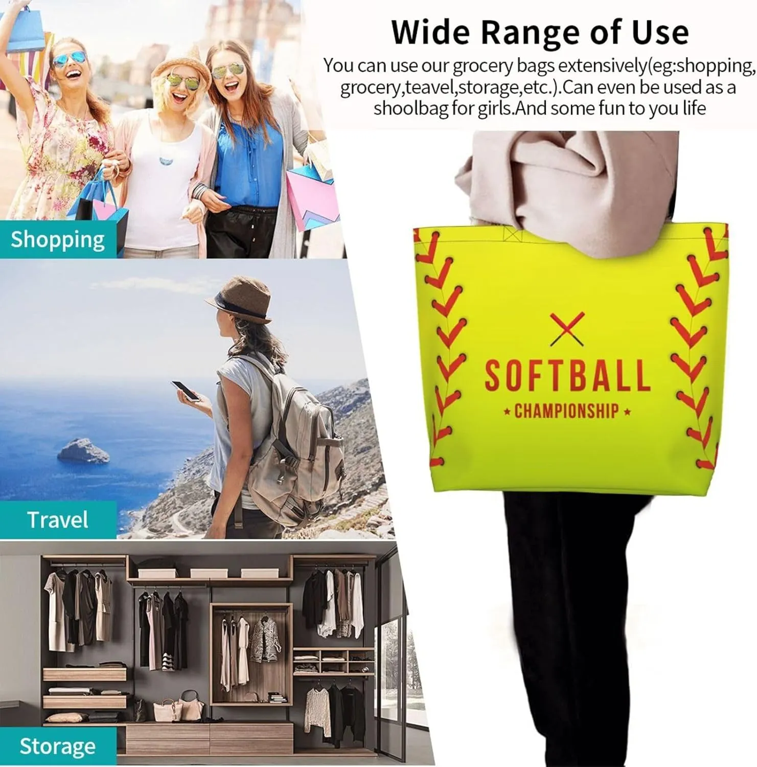 Sport Soccer Large Tote Bag Simple Casual Portable Shoulder Bags Reusable Grocery Handbag For Women Gym Travel