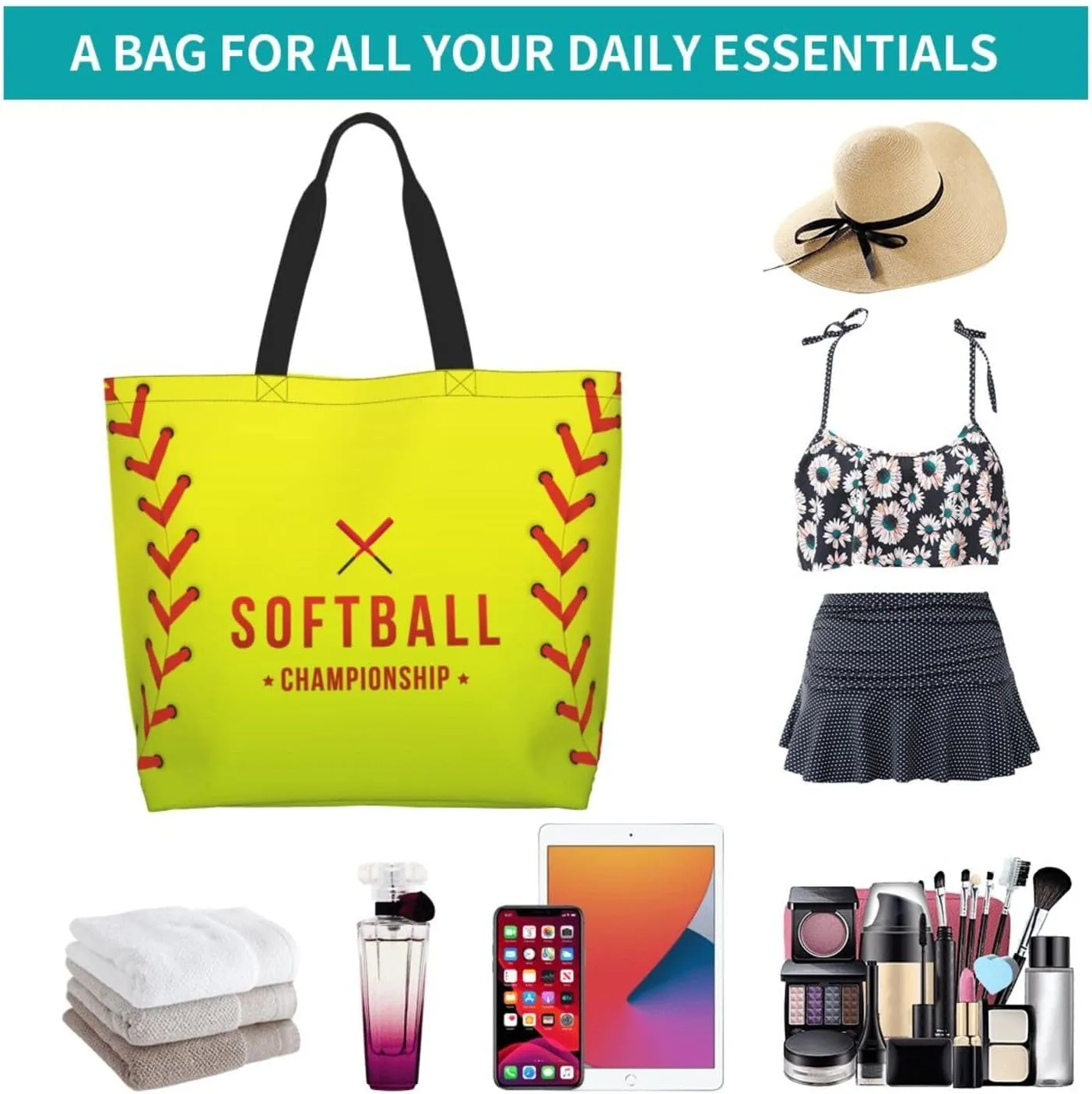 Sport Soccer Large Tote Bag Simple Casual Portable Shoulder Bags Reusable Grocery Handbag For Women Gym Travel
