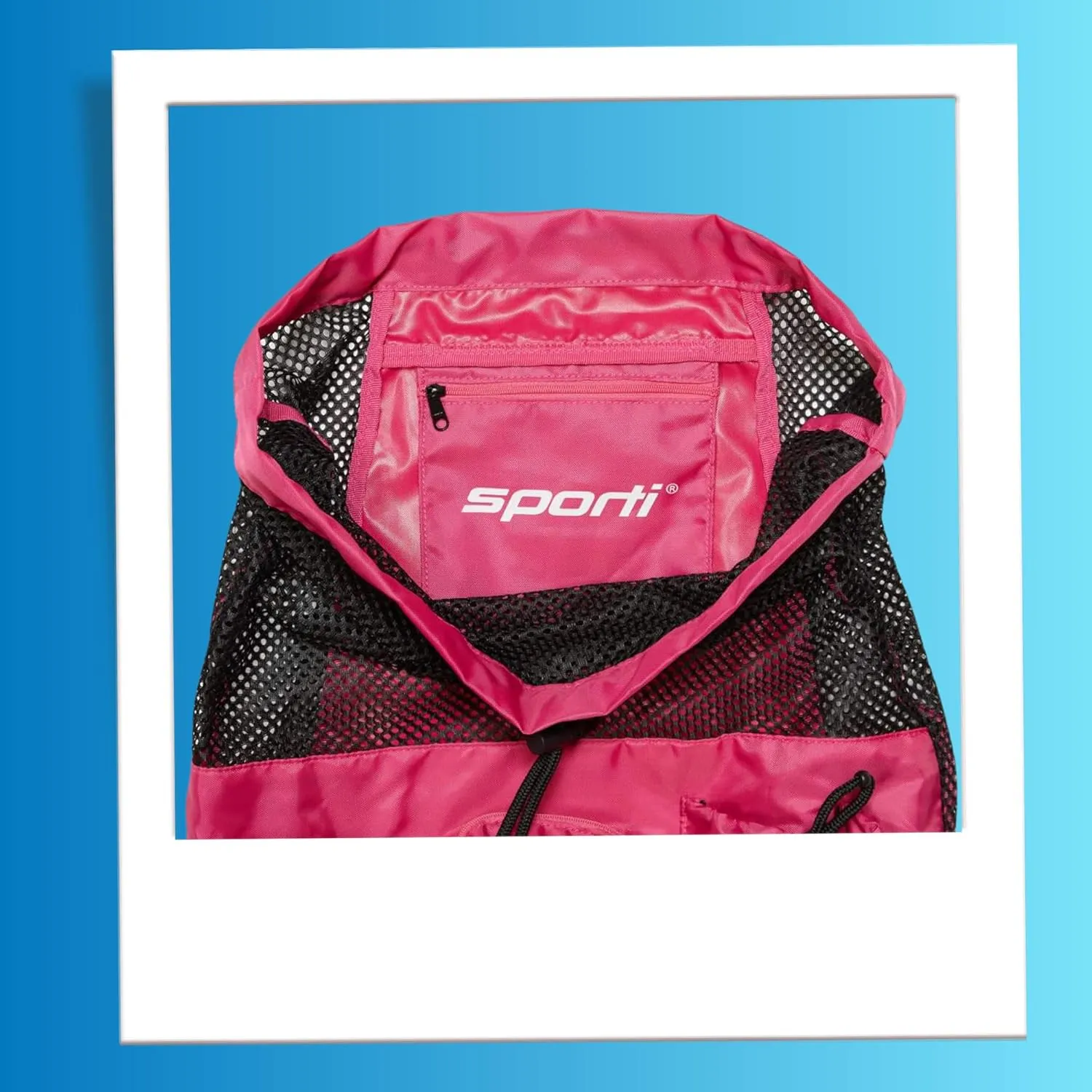 Sporti Swimming Equipment Bag Zipper Pocket, Mesh Drawstring Backpack, Drawstring Bags, Big Mesh Backpack for Workout Gear