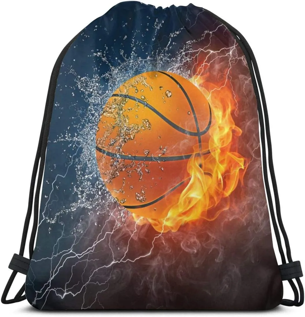 Sports Basketball Unisex Drawstring Backpack Bag Sport Gym Travel Sackpack