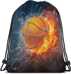 Sports Basketball Unisex Drawstring Backpack Bag Sport Gym Travel Sackpack