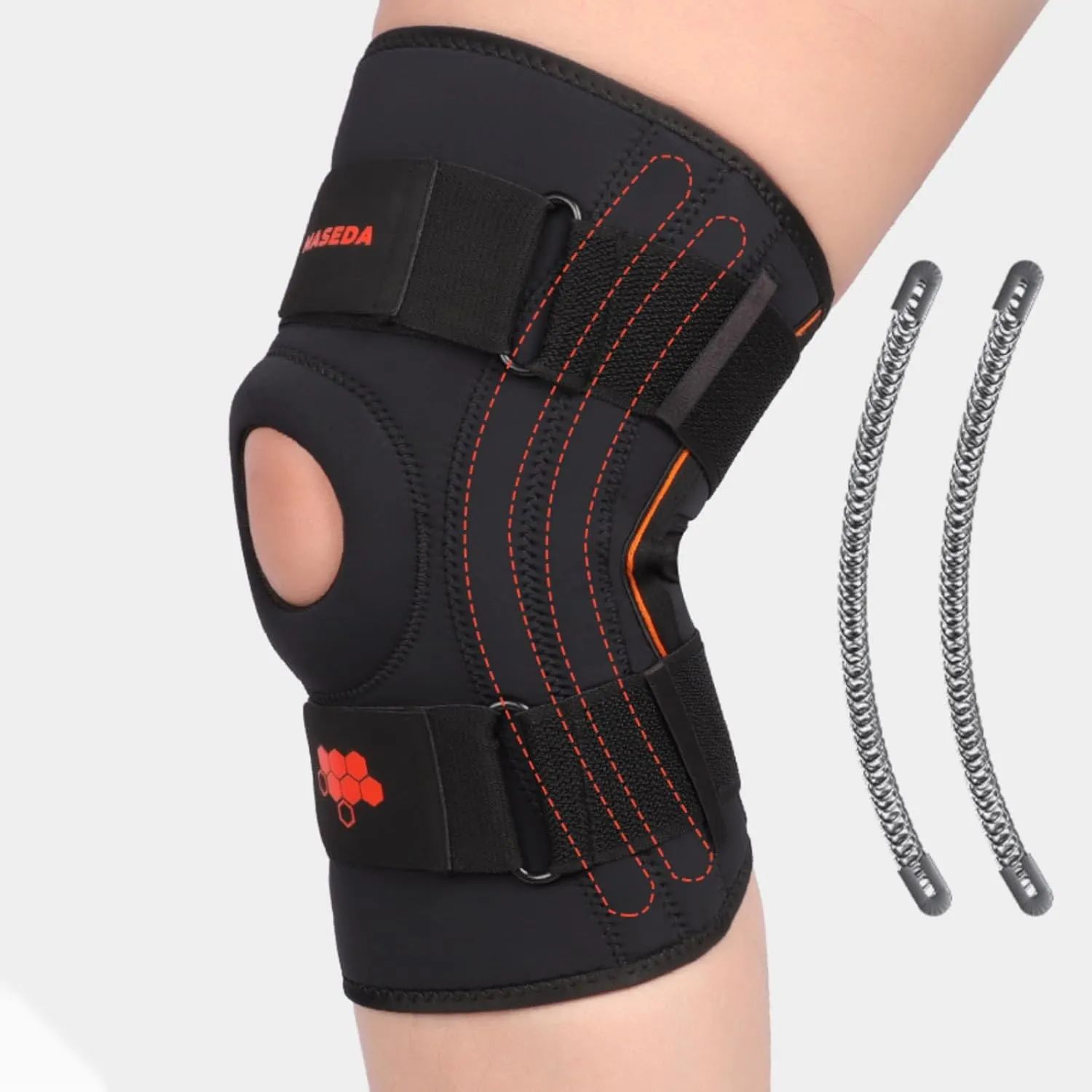 sports knee pads thickened shock-absorbing silicone pads and adjustable compression straps, 1 pair, 1 year warranty
