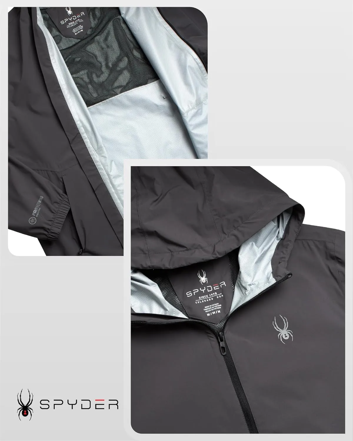 Spyder Mens Rain Jacket - Waterproof Lightweight Hooded Windbreaker, Outerwear Jacket for Golf, Hiking and Outdoor (S-XL)