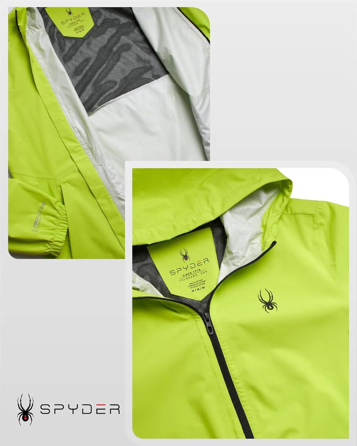 Spyder Mens Rain Jacket - Waterproof Lightweight Hooded Windbreaker, Outerwear Jacket for Golf, Hiking and Outdoor (S-XL)