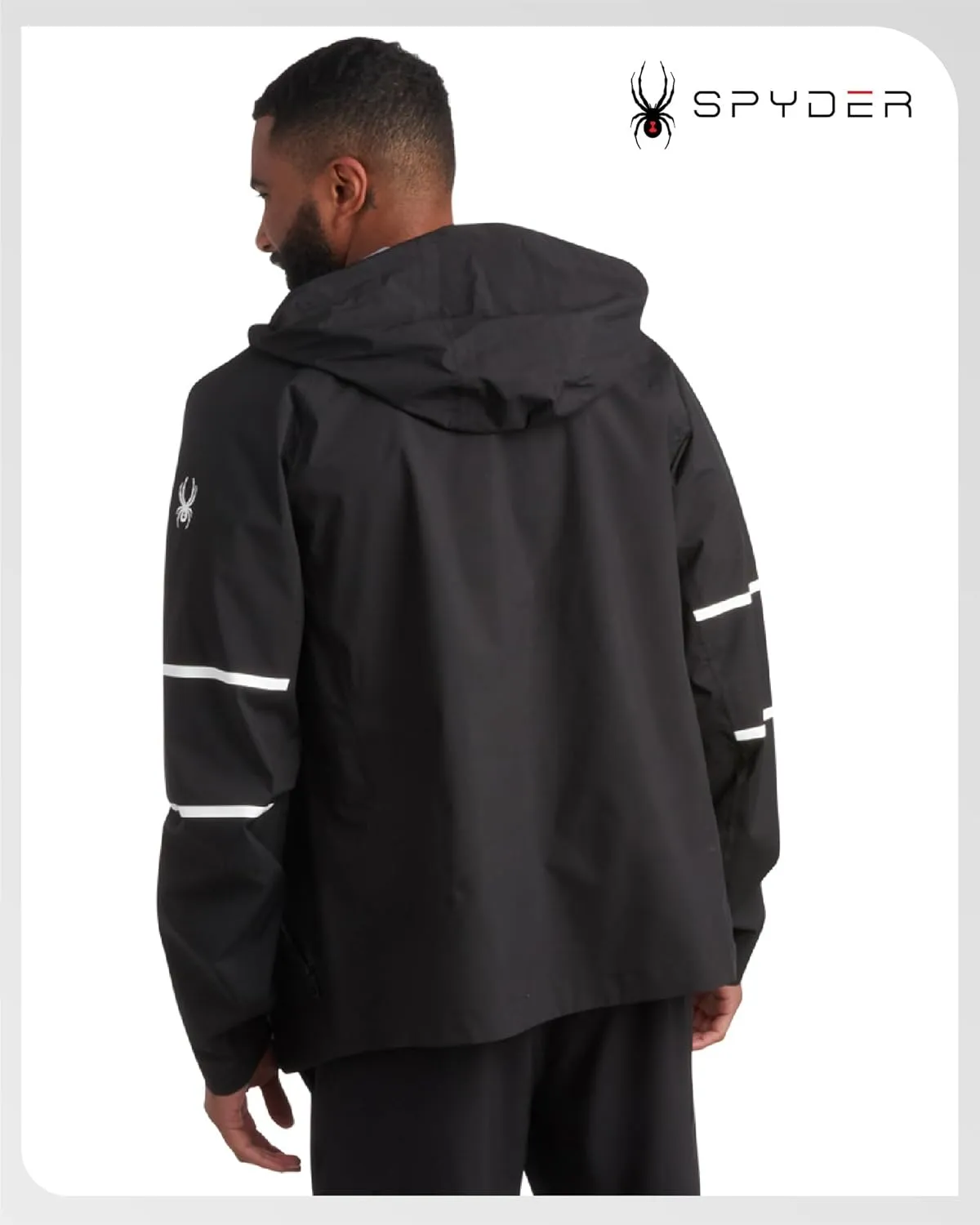 Spyder Mens Rain Jacket - Waterproof Lightweight Hooded Windbreaker, Outerwear Jacket for Golf, Hiking and Outdoor (S-XL)