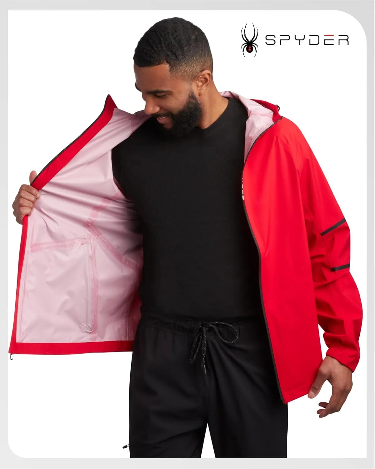 Spyder Mens Rain Jacket - Waterproof Lightweight Hooded Windbreaker, Outerwear Jacket for Golf, Hiking and Outdoor (S-XL)