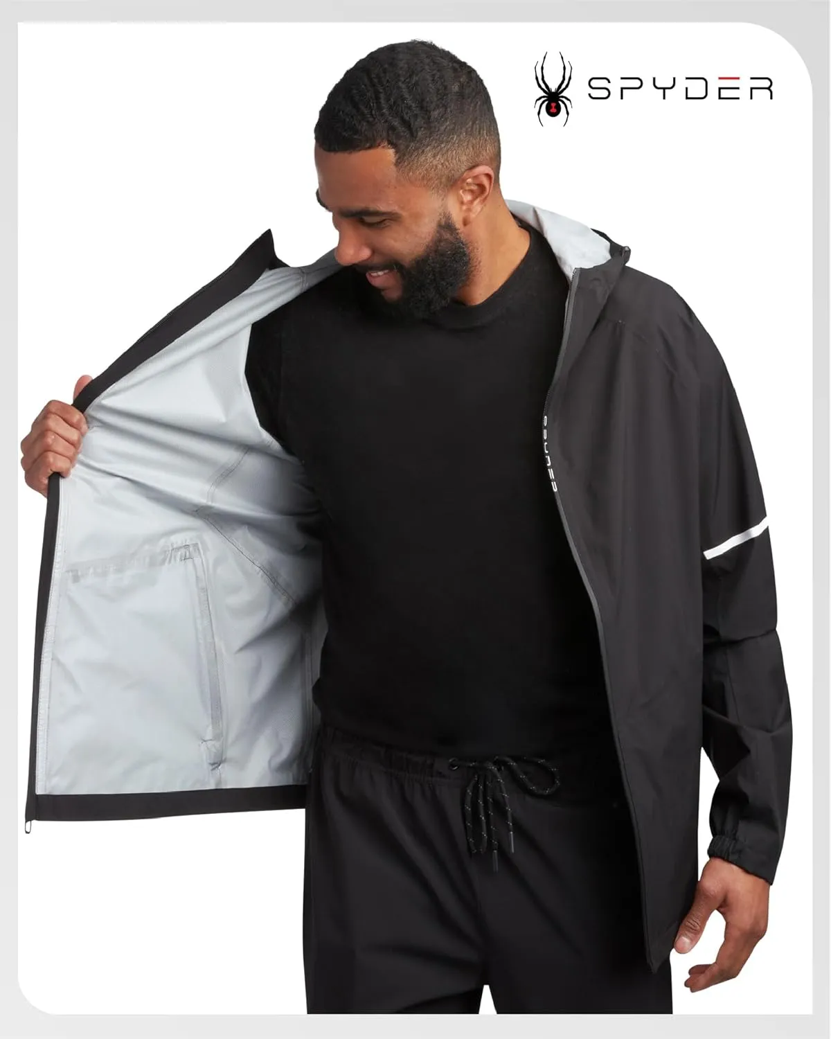 Spyder Mens Rain Jacket - Waterproof Lightweight Hooded Windbreaker, Outerwear Jacket for Golf, Hiking and Outdoor (S-XL)
