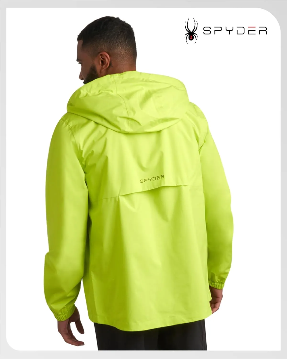 Spyder Mens Rain Jacket - Waterproof Lightweight Hooded Windbreaker, Outerwear Jacket for Golf, Hiking and Outdoor (S-XL)