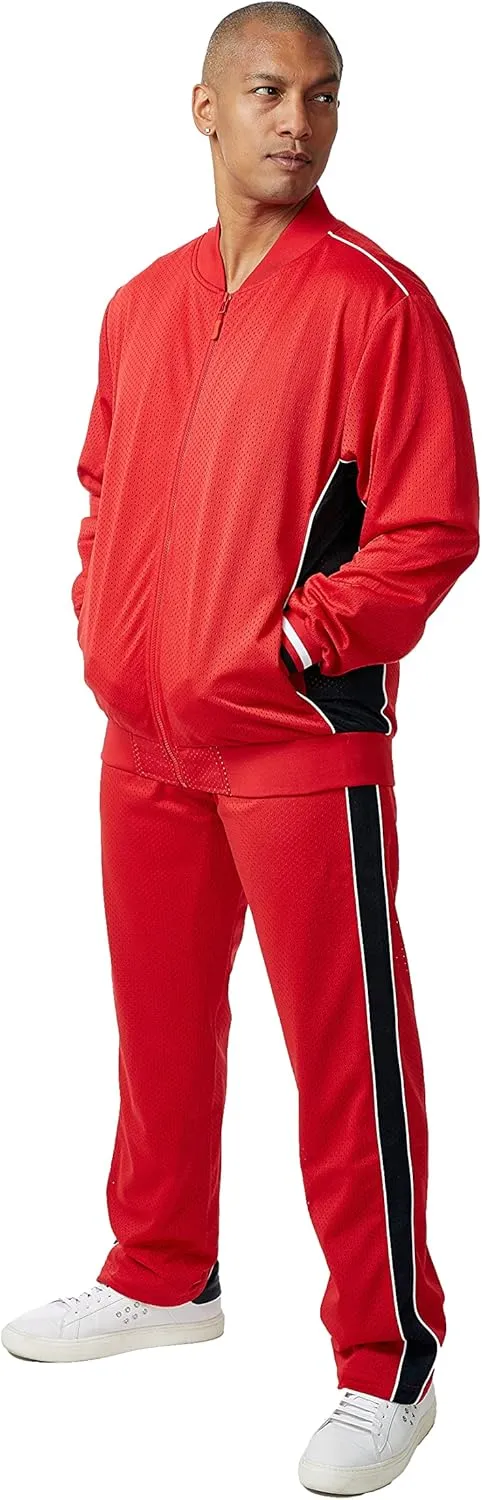 STACY ADAMS Men’s 2pc Mesh Sport-Casual Zip Tracksuit