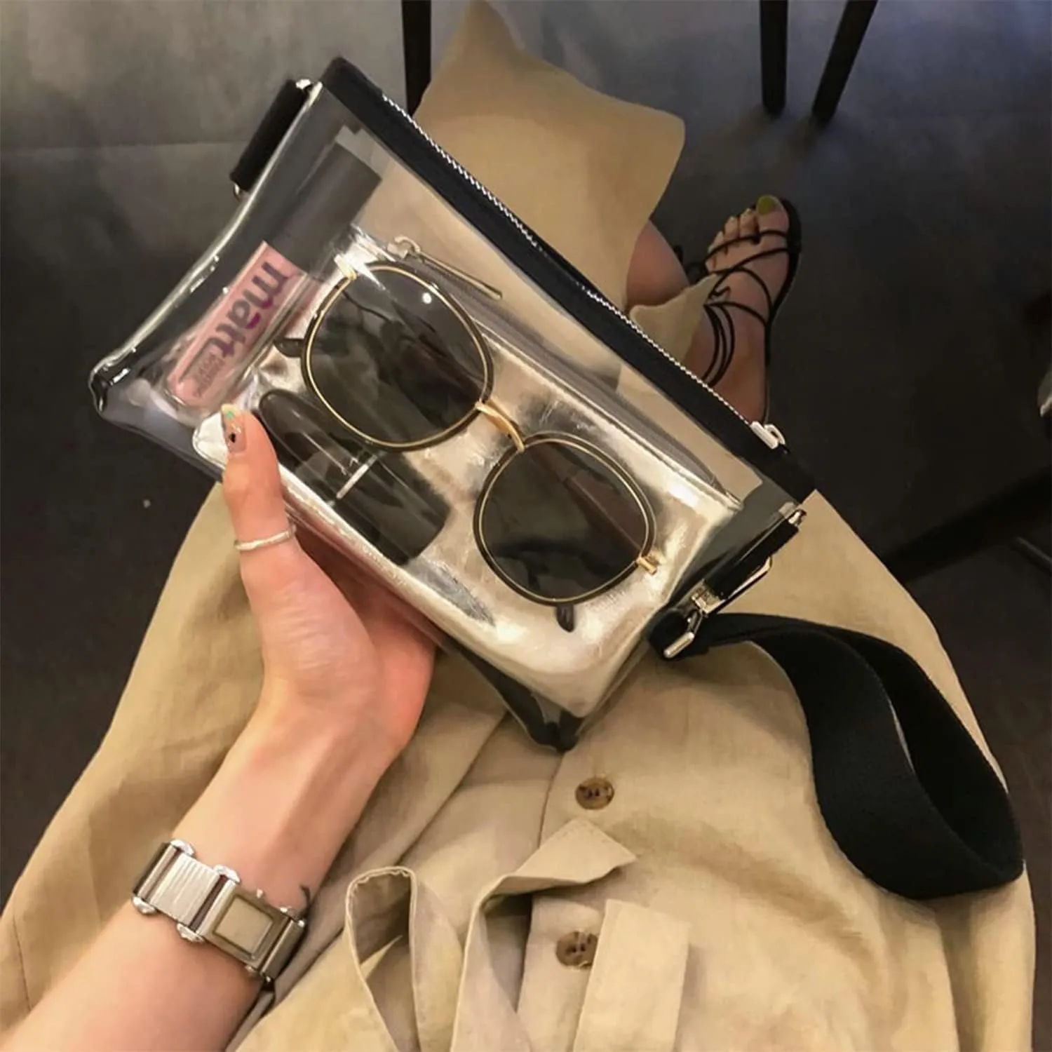 Stadium Approved Clear Crossbody Bag - Women's Small Tote with Privacy Bag