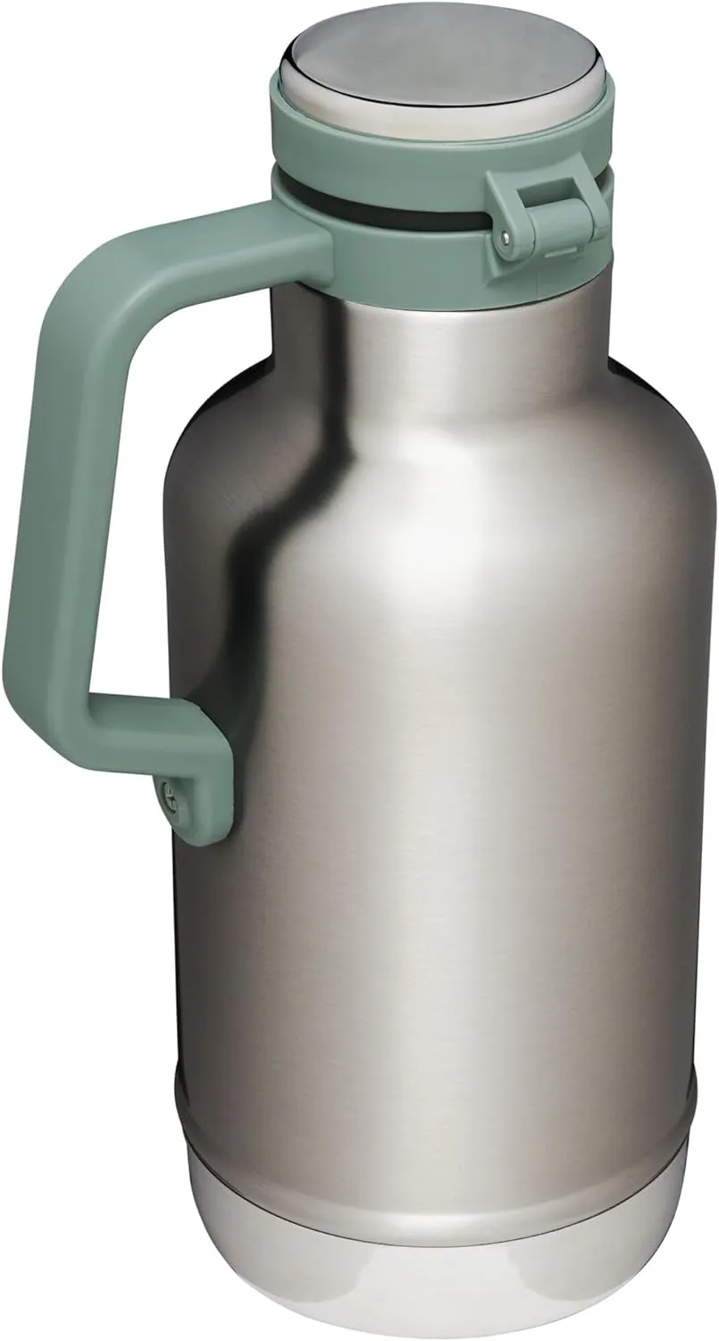 Stanley Classic Easy-Pour Growler 64 oz | Keeps Beer Cold or Coffee Hot | Leakproof Steel Lined Lid and Easy to Carry Handle | Insulated Stainless Steel | BPA-Free | Stainless Steel Shale
