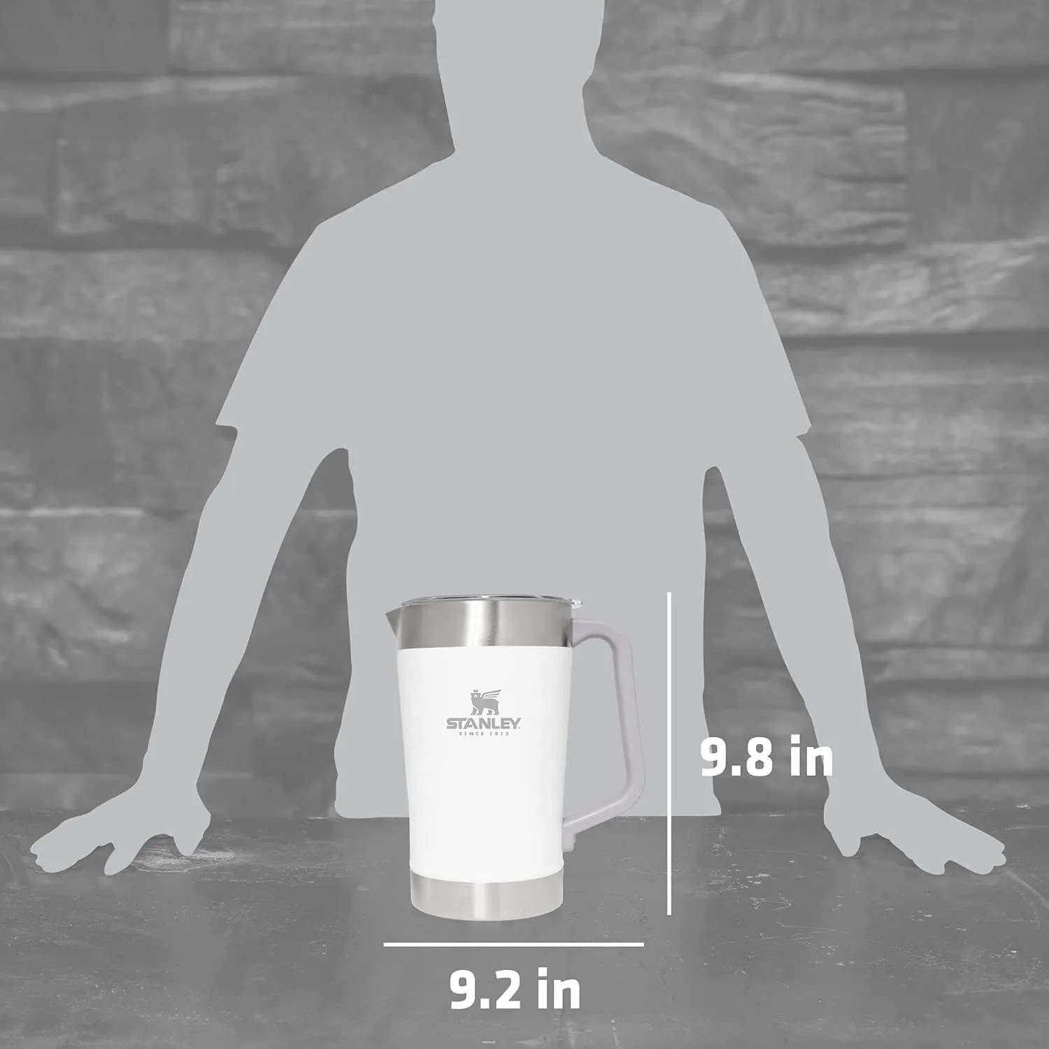 Stanley Stay-Chill Pitcher 64 oz | Cold Water, Beer, and Drink Pitcher with Lid | Large Capacity Durable Beverage Container with Handle | Insulated Stainless Steel | BPA-Free