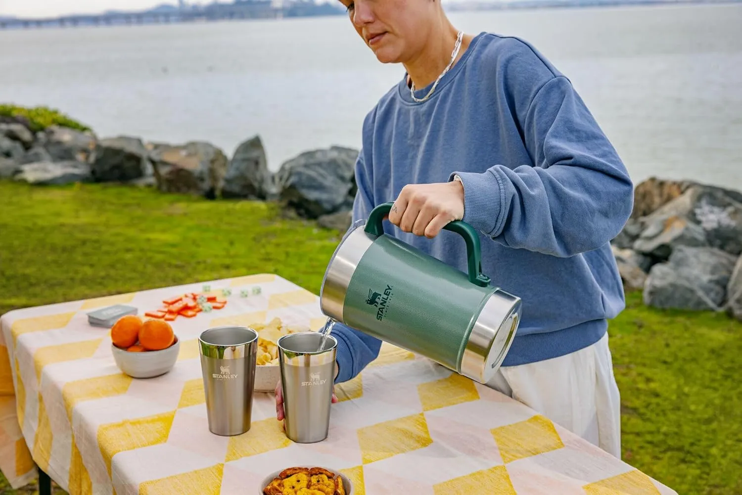 Stanley Stay-Chill Pitcher 64 oz | Cold Water, Beer, and Drink Pitcher with Lid | Large Capacity Durable Beverage Container with Handle | Insulated Stainless Steel | BPA-Free