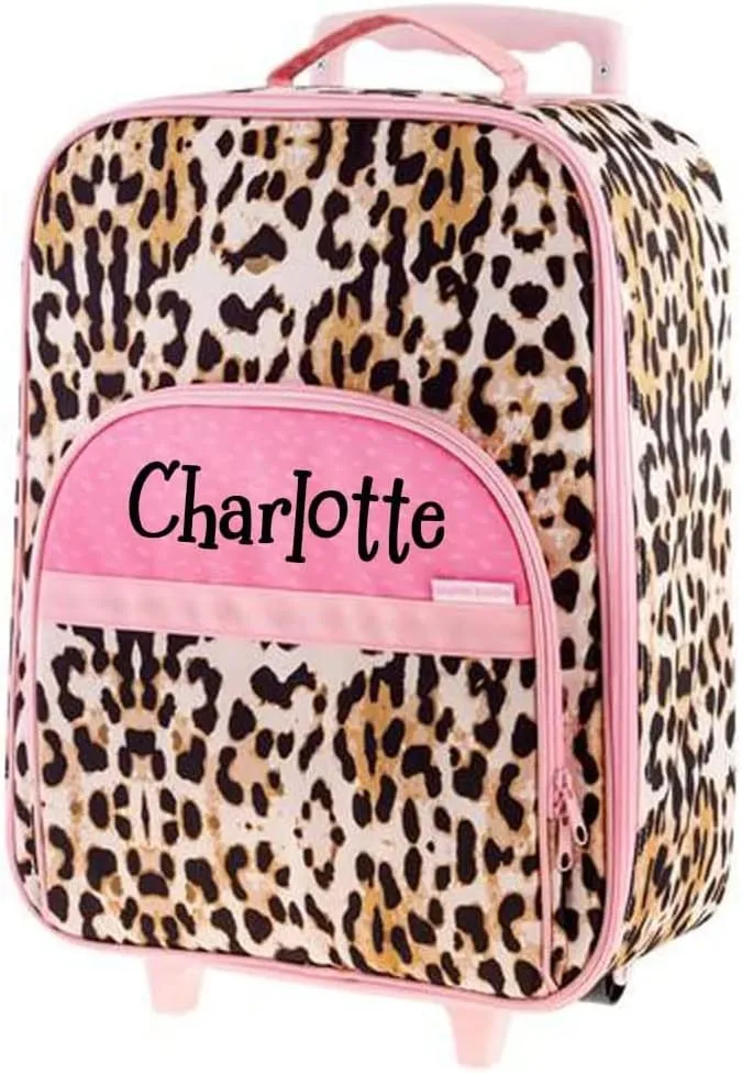 Stephen Joseph Kids Luggage - Personalized Carry On Luggage - Animal Print Travel Bag - All Over Print Rolling Bag with Custom Name