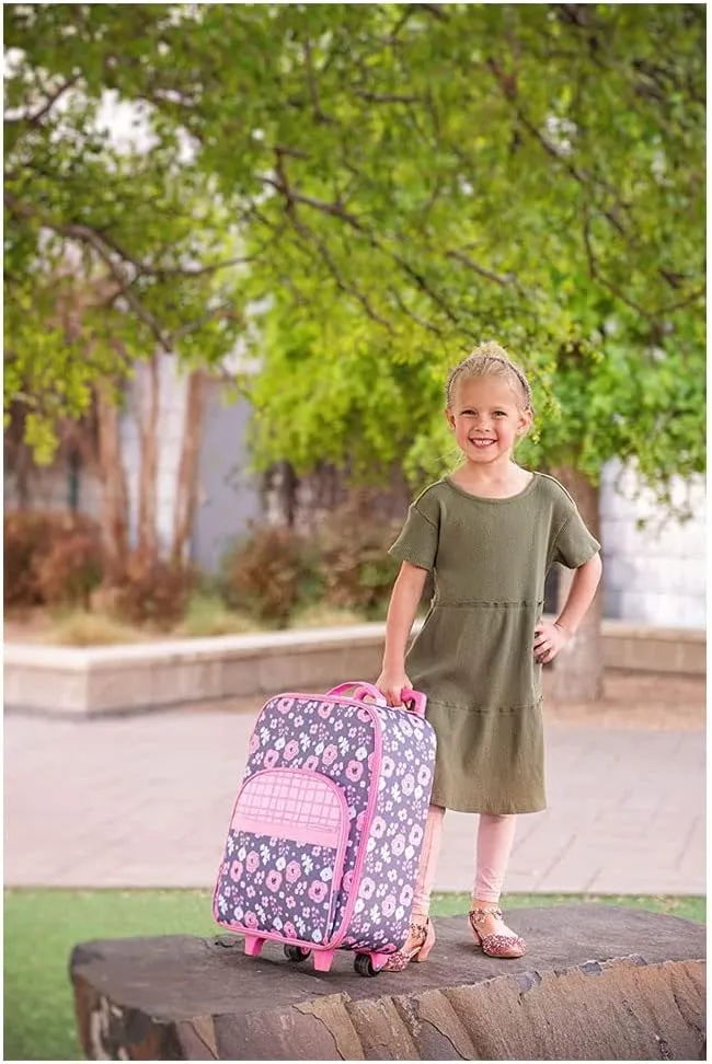 Stephen Joseph Kids Luggage - Personalized Carry On Luggage - Flowers Travel Bag - All Over Print Rolling Bag with Custom Name