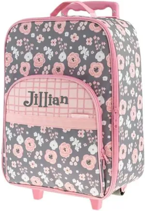 Stephen Joseph Kids Luggage - Personalized Carry On Luggage - Flowers Travel Bag - All Over Print Rolling Bag with Custom Name