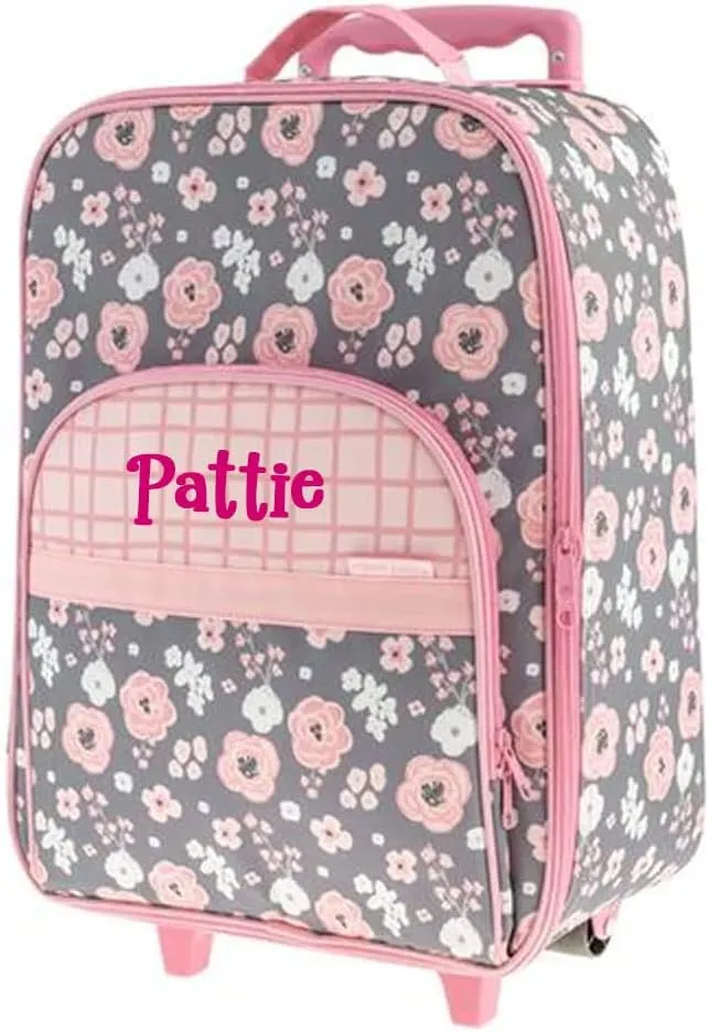 Stephen Joseph Kids Luggage - Personalized Carry On Luggage - Flowers Travel Bag - All Over Print Rolling Bag with Custom Name