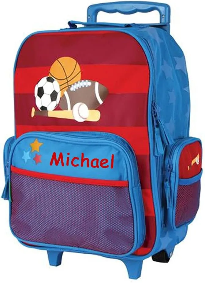 Stephen Joseph Kids Luggage - Personalized Carry On Luggage - Sports Ball Travel Bag - Rolling Bag with Custom Name