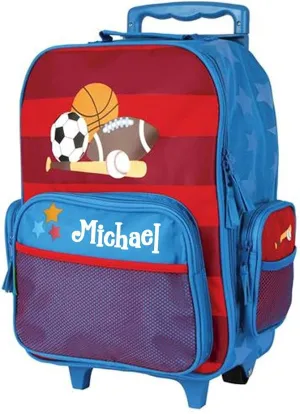 Stephen Joseph Kids Luggage - Personalized Carry On Luggage - Sports Ball Travel Bag - Rolling Bag with Custom Name