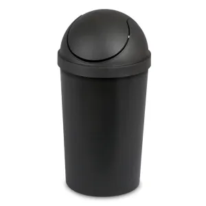Sterilite 6 Pack SwingTop Wastebasket, Round Trash Can w/Swing Top Lid 3 Gallon, Black