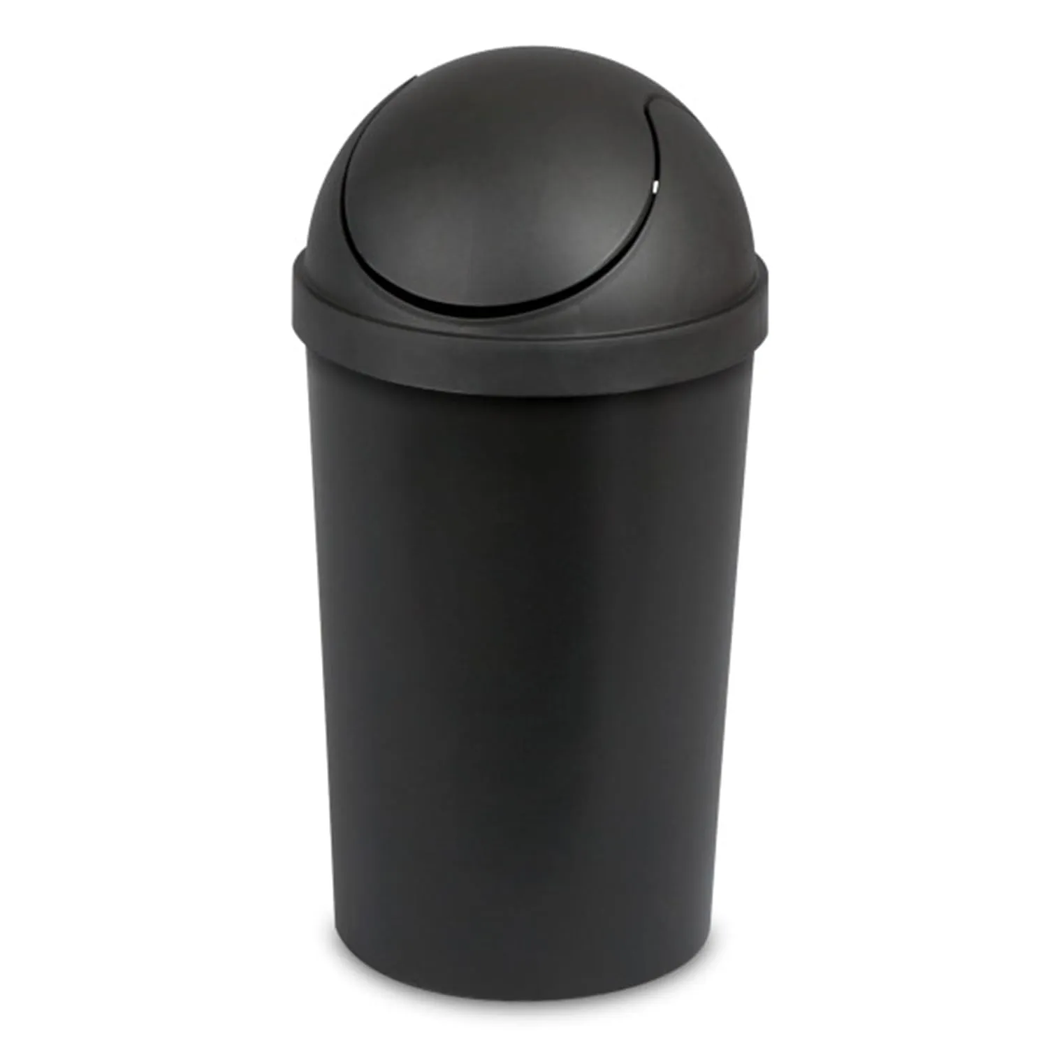 Sterilite 6 Pack SwingTop Wastebasket, Round Trash Can w/Swing Top Lid 3 Gallon, Black
