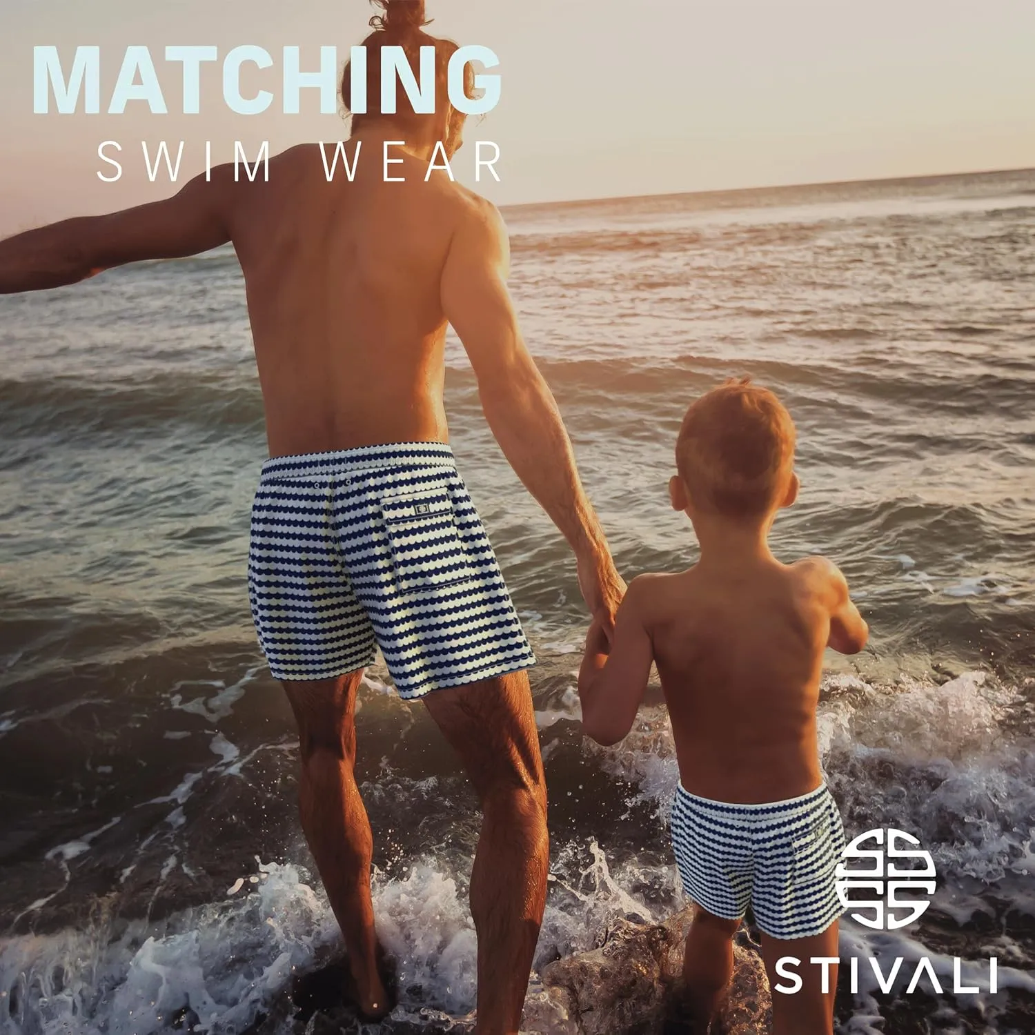 Stivali Father Son Matching Swim Trunks - Modern Swimming Trunk Set - Daddy Son Bathing Suits
