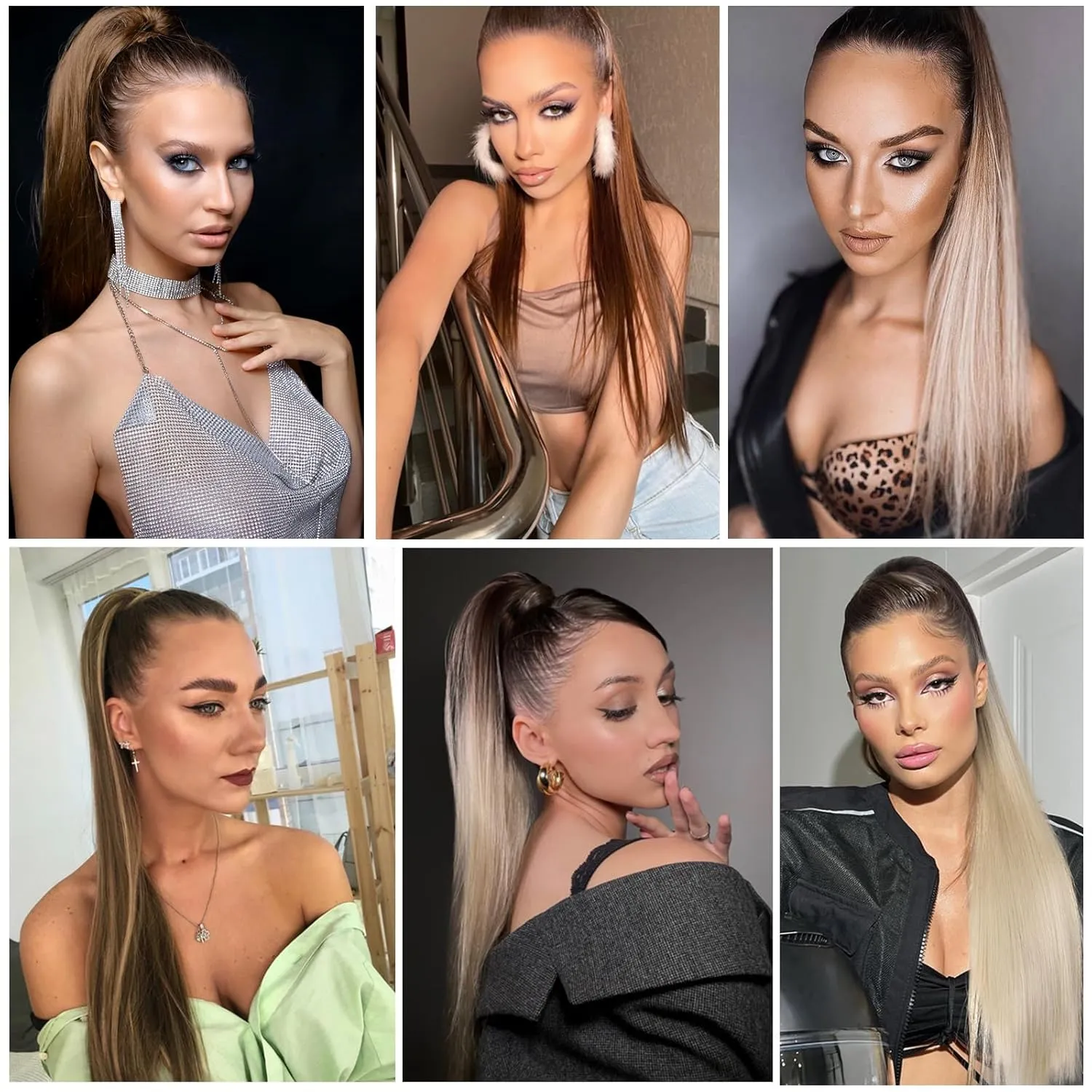Straight Ponytail Extension for Women, 26 Inch Long Ombre Pony Tails Hair Extensions, Drawstring Ponytail for Black Women, Soft Synthetic Hair Extensions Ponytail for Daily Use (Color: 35A#)
