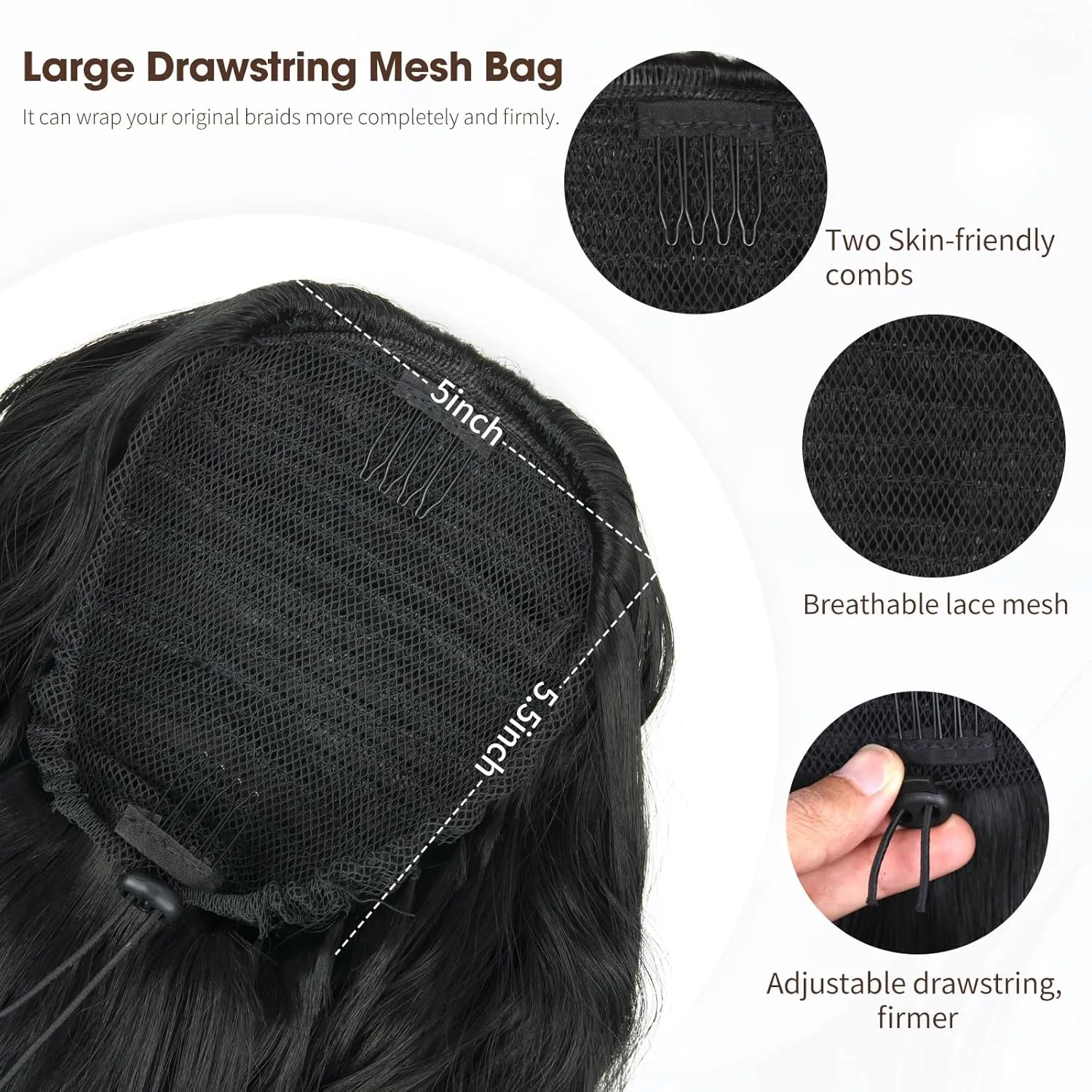 Straight Ponytail Extension for Women, 26 Inch Long Ombre Pony Tails Hair Extensions, Drawstring Ponytail for Black Women, Soft Synthetic Hair Extensions Ponytail for Daily Use (Color: 35A#)