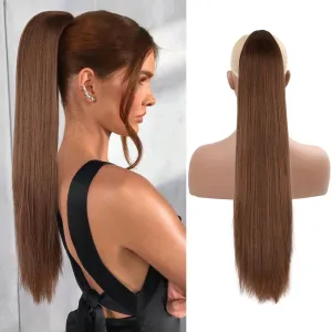 Straight Ponytail Extension for Women, 26 Inch Long Ombre Pony Tails Hair Extensions, Drawstring Ponytail for Black Women, Soft Synthetic Hair Extensions Ponytail for Daily Use (Color: 35A#)