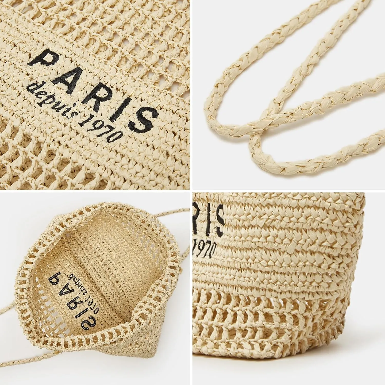 Straw Bag for Women Summer Trendy Foldable Mesh Crochet Tote Bag Straw Beach Purses and Handbags for Vacation