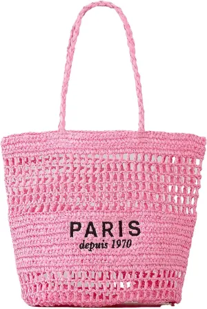 Straw Bag for Women Summer Trendy Foldable Mesh Crochet Tote Bag Straw Beach Purses and Handbags for Vacation