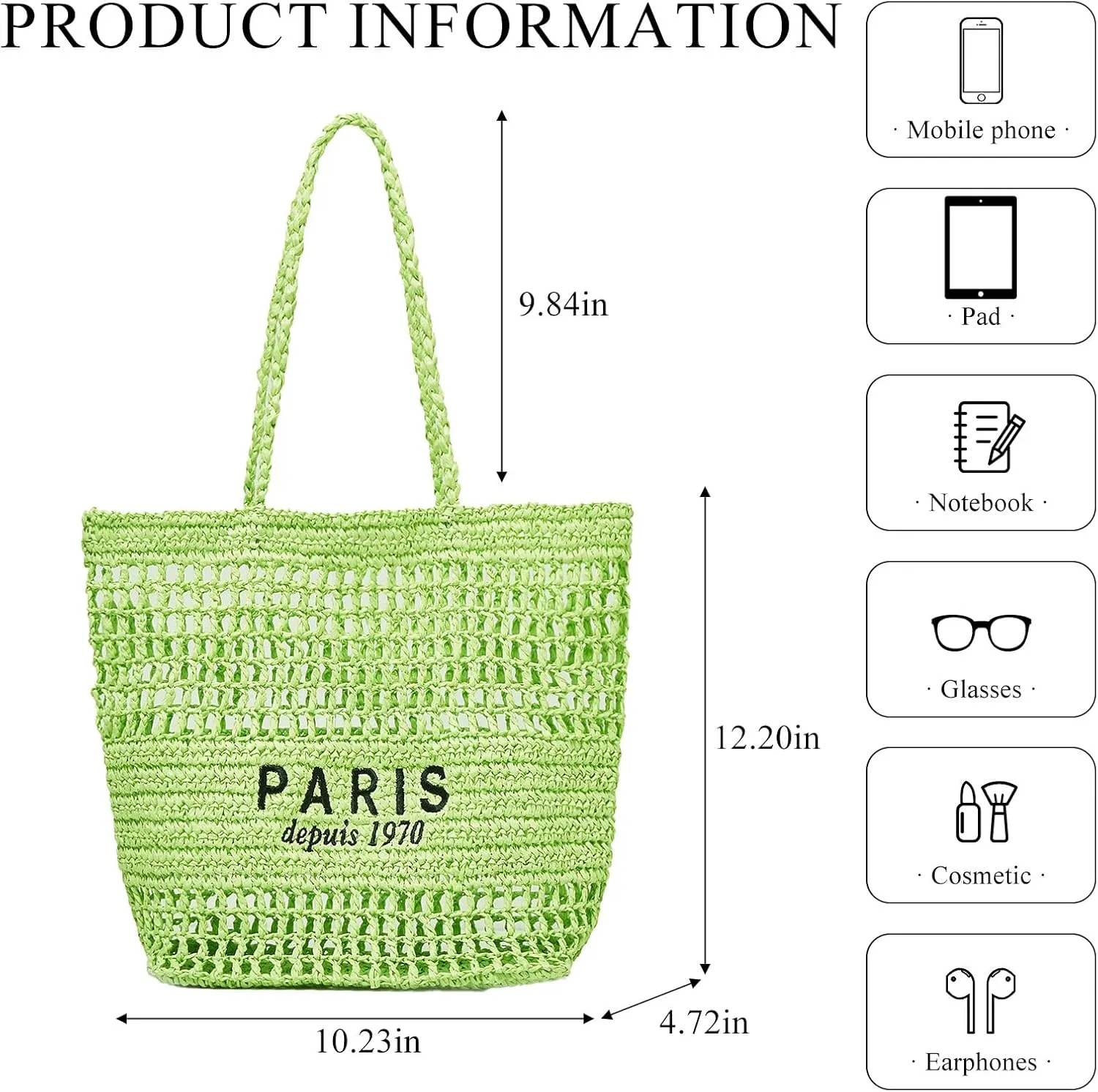 Straw Bag for Women Summer Trendy Foldable Mesh Crochet Tote Bag Straw Beach Purses and Handbags for Vacation