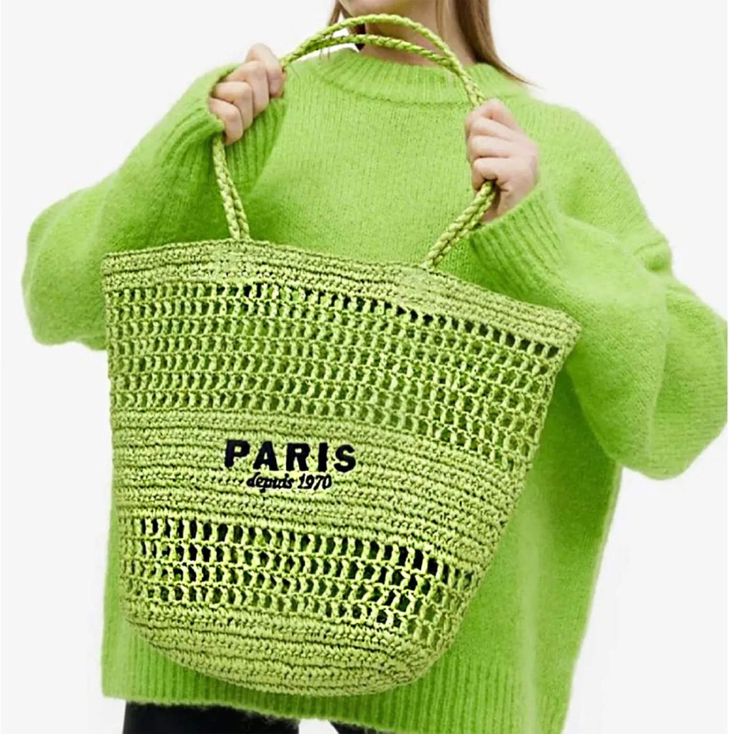 Straw Bag for Women Summer Trendy Foldable Mesh Crochet Tote Bag Straw Beach Purses and Handbags for Vacation