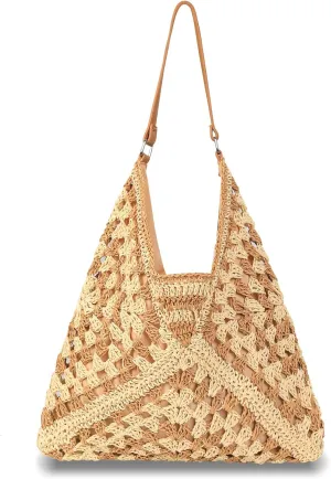 Straw Bags For Women | Travel Straw Handbag Totes Bag | Fashion Woven Summer Handmade Shoulder Bag