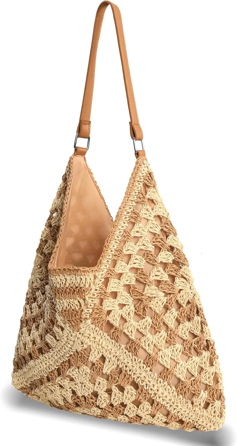 Straw Bags For Women | Travel Straw Handbag Totes Bag | Fashion Woven Summer Handmade Shoulder Bag