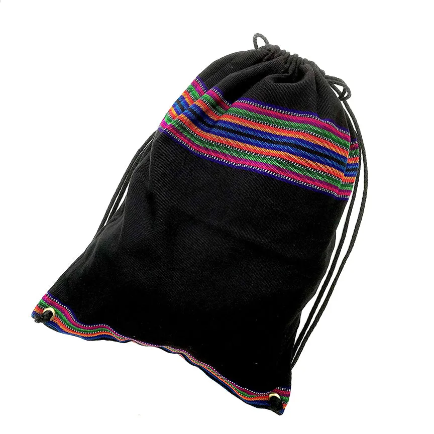 String Backpack - Black with Stripes