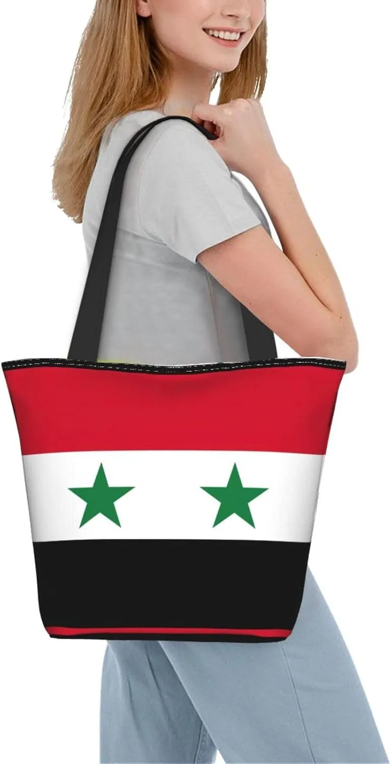 Stylish And Durable Flag Of The Syrian Arab Republic Shoulder Bag - Full Print, Large Capacity