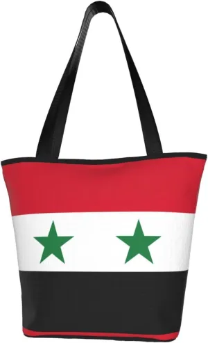 Stylish And Durable Flag Of The Syrian Arab Republic Shoulder Bag - Full Print, Large Capacity