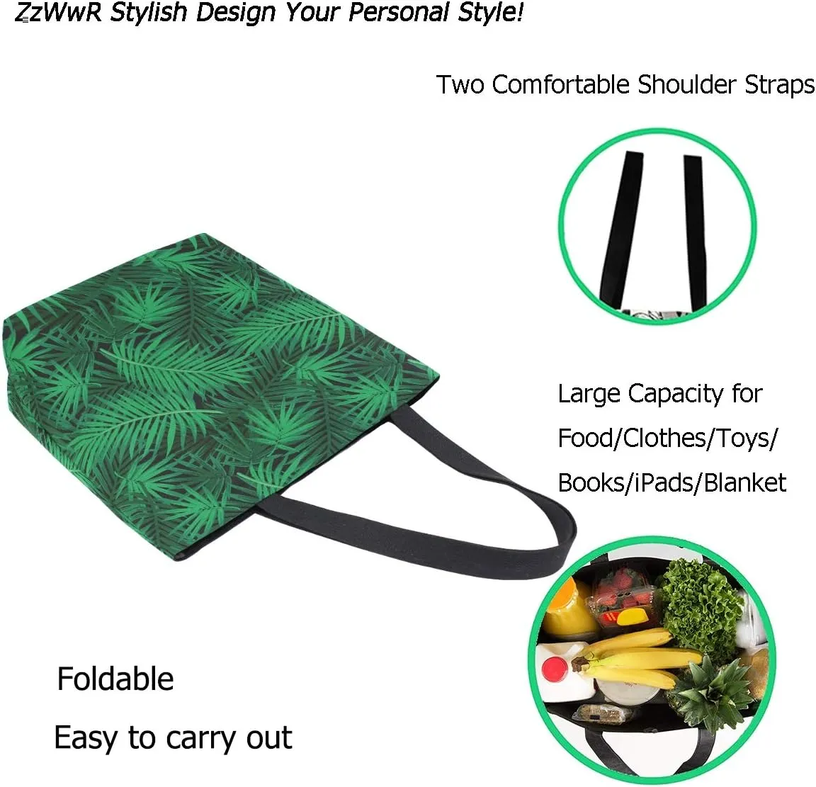 Stylish Cute Pattern Extra Large Shoulder Tote Bag for Beach Travel Weekender Gym Grocery Shopping