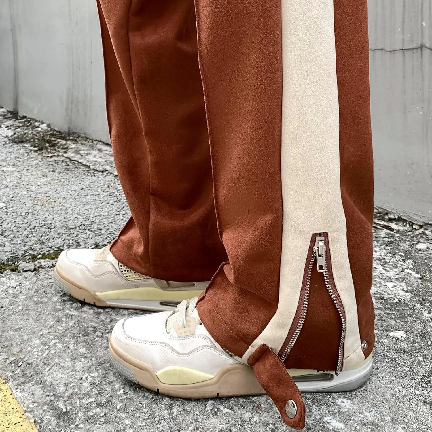 Suede Harajuku Pants for Women High Waist Sweatpants Streetwear Joggers Hip Hop Dance Flare Pant with Pockets